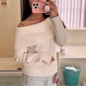 Off-Shoulder Cream Sweater